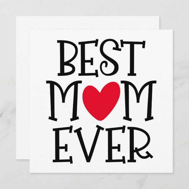 Cartes Pour Fêtes Annuelles Meilleure maman maman Jamais Rouge Coeur Texte noi (Devant / Derrière)