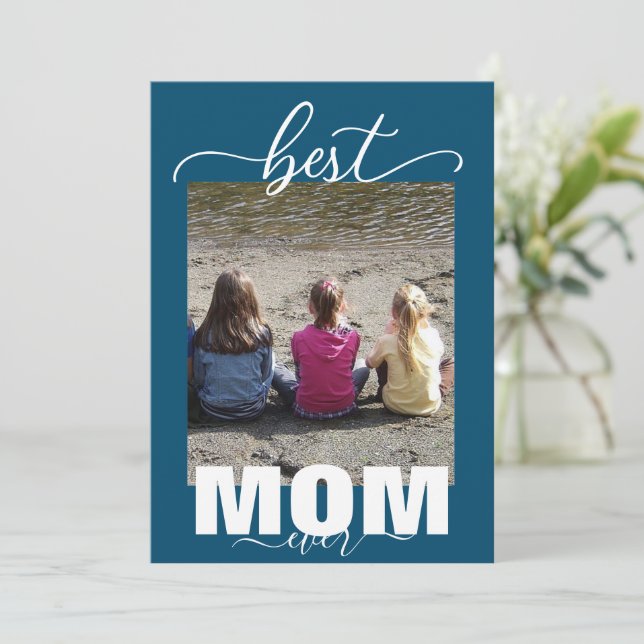 Cartes Pour Fêtes Annuelles Meilleure MOM Ever 3 enfants Photo Fête des mères (Debout devant)