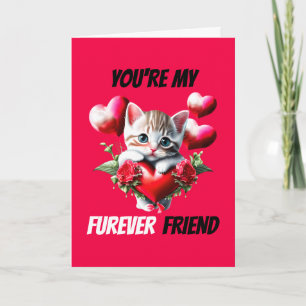 Cartes Pour Fêtes Annuelles Meilleures amies mignonne chaton chaton jeu fureve