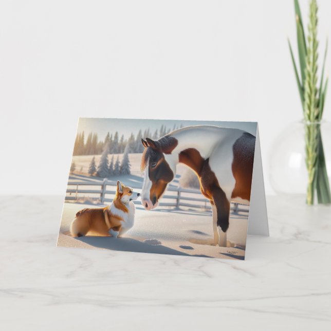 CARTES POUR FÊTES ANNUELLES MEILLEURS AMIS HIVER - SUR LE RANCH (Devant)