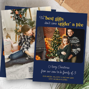 Cartes Pour Fêtes Annuelles Meilleurs Cadeaux Famille de 3 Deux Photo Bleue Gr