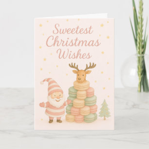Cartes Pour Fêtes Annuelles Meilleurs Vœux de Noël  Santa & Macarons