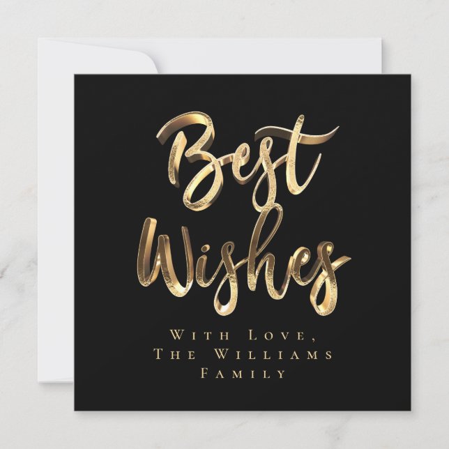 Cartes Pour Fêtes Annuelles Meilleurs Voeux Élégant Black Gold Script Chic (Devant)