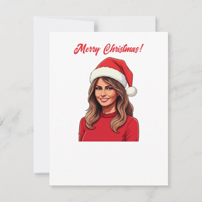 Cartes Pour Fêtes Annuelles Melania Trump avec le Casquette du Père Noël Joyeu (Devant)