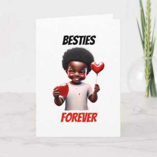 Cartes Pour Fêtes Annuelles Melanin garçon assiettes pour toujours coeur rouge