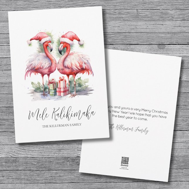 Cartes Pour Fêtes Annuelles Mele Kalikimaka (Watercolor Tropical Mele Kalikimaka Christmas Holiday Card)