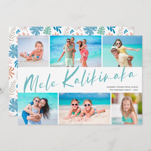 Cartes Pour Fêtes Annuelles Mele Kalikimaka 6 Photo Collage Noël Fêtes (Devant / Derrière)