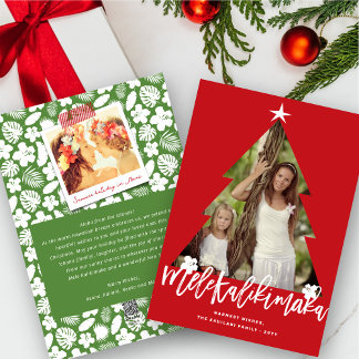 Cartes Pour Fêtes Annuelles Mele Kalikimaka Arbre de Noël coupé Photo rouge