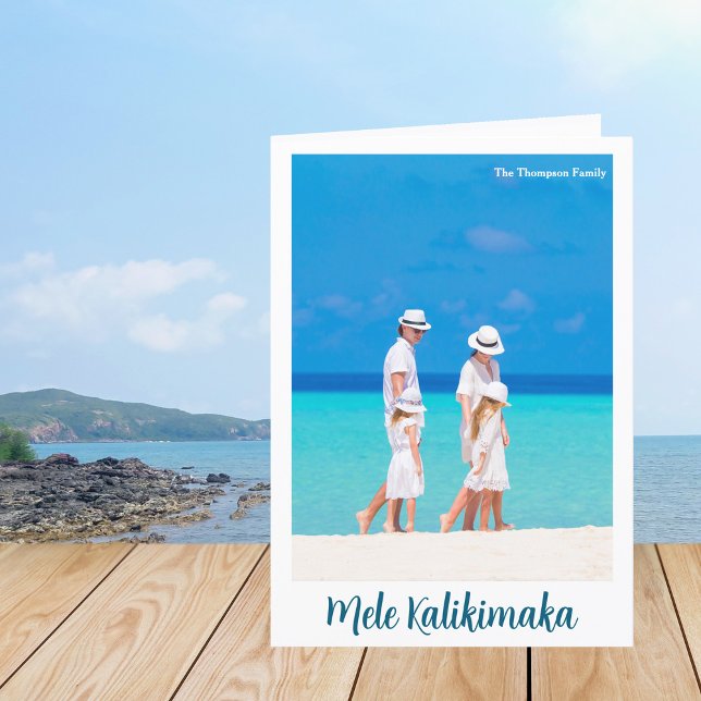 Cartes Pour Fêtes Annuelles Mele Kalikimaka Beach Photo Lettre famille pliée (Créateur téléchargé)