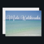Cartes Pour Fêtes Annuelles Mele Kalikimaka Beach Photographie Joli Noël<br><div class="desc">Ces jolies cartes de Noël de plage présentent de magnifiques paysages marins côtiers au lever du soleil avec une typographie élégante en blanc qui dit Mele Kalikimaka. Une jolie façon hawaïenne de dire Joyeux Noël en style sur une île tropicale. Emmenez-moi à l'océan ce jour férié.</div>