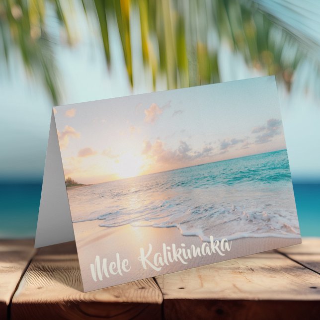 Cartes Pour Fêtes Annuelles Mele Kalikimaka Belle plage Noël (Créateur téléchargé)