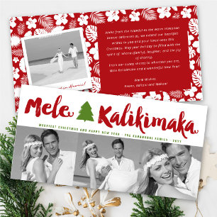 Cartes Pour Fêtes Annuelles Mele Kalikimaka Brève Arbre de Noël 3 photos multi