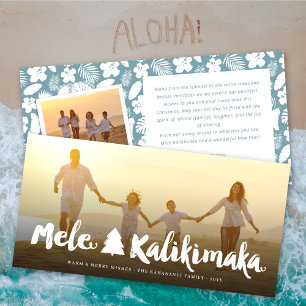 Cartes Pour Fêtes Annuelles Mele Kalikimaka Brush Script Christmas Tree Photo