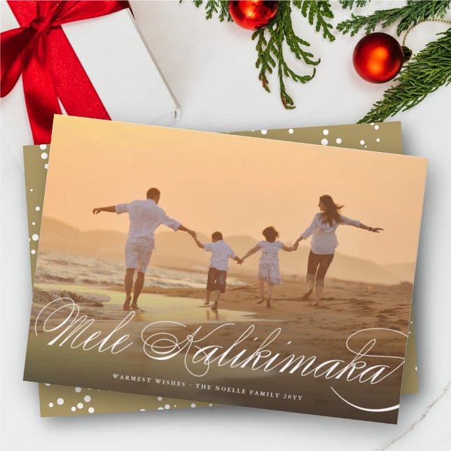 Cartes Pour Fêtes Annuelles Mele Kalikimaka Classic Script Photo de Noël (Créateur téléchargé)