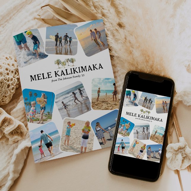 Cartes Pour Fêtes Annuelles Mele Kalikimaka Collage de photos (Créateur téléchargé)