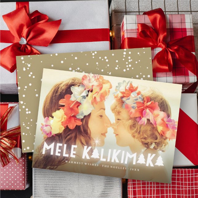 Cartes Pour Fêtes Annuelles Mele Kalikimaka Étoiles Lumineuses Photo de Noël m (Créateur téléchargé)