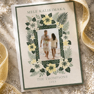 Cartes Pour Fêtes Annuelles Mele Kalikimaka Fleur tropicale Photo