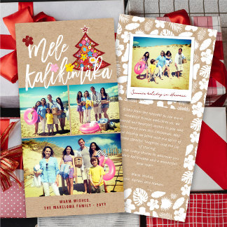 Cartes Pour Fêtes Annuelles Mele Kalikimaka Fleurs de couleurs Arbre de Noël P
