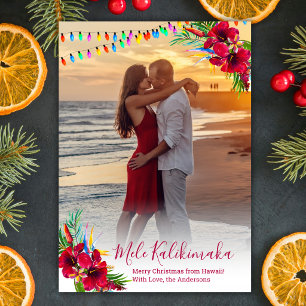 Cartes Pour Fêtes Annuelles Mele Kalikimaka Floral Tropical Hawaïen Photo