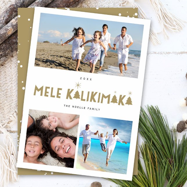 Cartes Pour Fêtes Annuelles Mele Kalikimaka Glow 3 Photo Collage Noël (Créateur téléchargé)