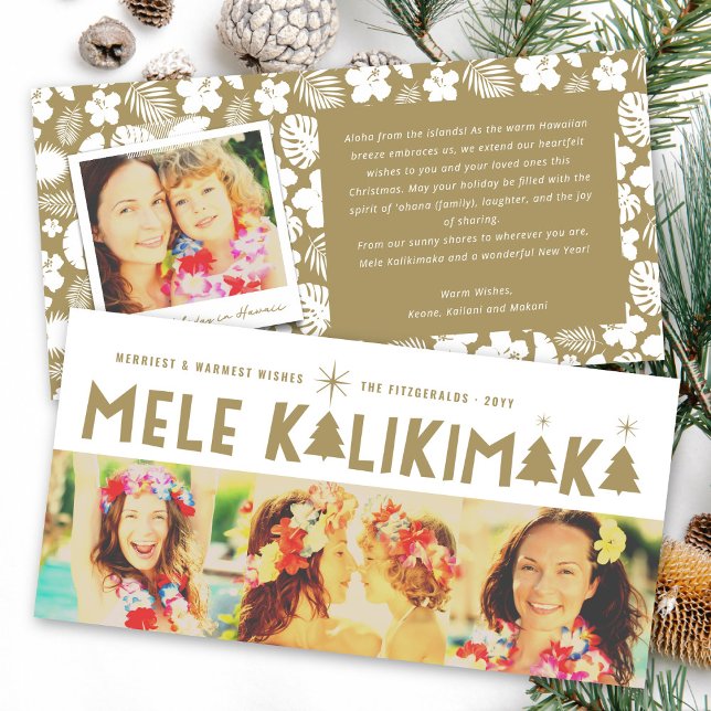 Cartes Pour Fêtes Annuelles Mele Kalikimaka Glow Christmas 3 Photo Collage (Créateur téléchargé)