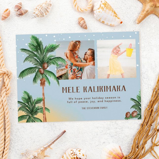Cartes Pour Fêtes Annuelles Mele Kalikimaka Hawai photo de palmier de Noël mod (Créateur téléchargé)