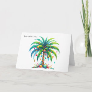 Cartes Pour Fêtes Annuelles Mele Kalikimaka Hawaiian Neon Palm Tree Noël