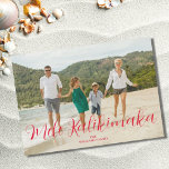 Cartes Pour Fêtes Annuelles Mele Kalikimaka Hawaiian Photo de Noël<br><div class="desc">Carte de vacances moderne Mele Kalikimaka Hawaiian de Noël photo plat avec nom. Remplacez la photo par la vôtre et changez le nom.</div>