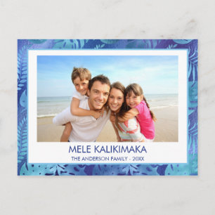 CARTES POUR FÊTES ANNUELLES MELE KALIKIMAKA HAWAIIAN TROPICAL BLEU PHOTO