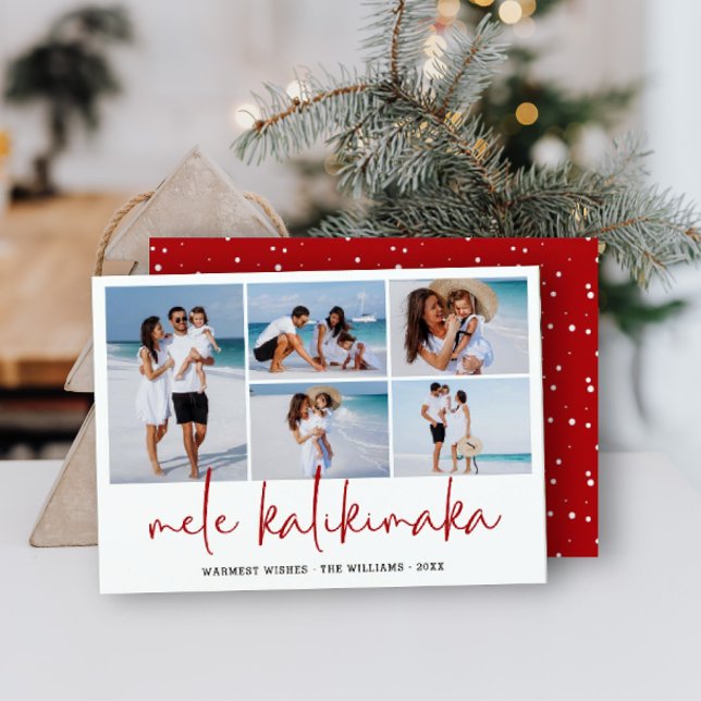 Cartes Pour Fêtes Annuelles Mele Kalikimaka Modern Photo Collage Hawaïen (Créateur téléchargé)