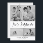 Cartes Pour Fêtes Annuelles Mele Kalikimaka Moderne Brosse Script Collage Phot<br><div class="desc">Ce carte photo de vacances élégant et élégant ne manquera pas de se réjouir cette année ! Avec un sentiment joyeux dans le script de brosse avec une texture inky qui dit "Mele Kalikimaka" Personnalisez le texte en bas et les photos avec votre propre. Il est accompagné d'un motif classique...</div>