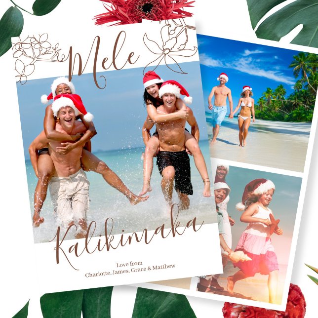 Cartes Pour Fêtes Annuelles Mele Kalikimaka Noël personnalisé (Mele Kalikimaka Personalized Christmas Holiday Cards from Ricaso. Printed or digital. Hawaii style)