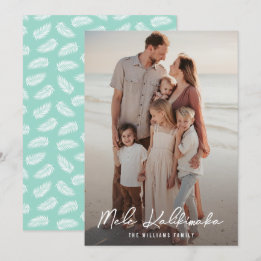 Cartes Pour Fêtes Annuelles Mele Kalikimaka Palm Feuilles Photo de famille Noë
