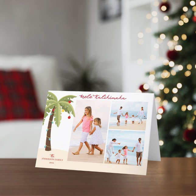 Cartes Pour Fêtes Annuelles Mele Kalikimaka Palm Tree 3 Photo Noël (Créateur téléchargé)