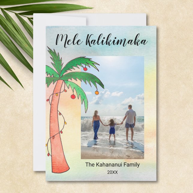 Cartes Pour Fêtes Annuelles Mele Kalikimaka Palm Tree Photo (Créateur téléchargé)