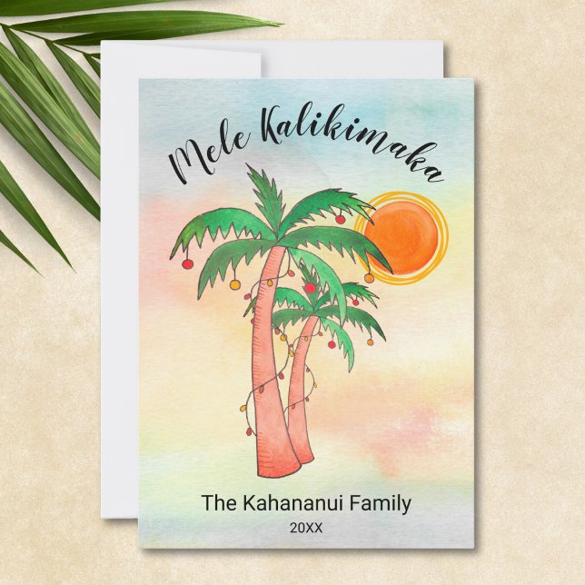 Cartes Pour Fêtes Annuelles Mele Kalikimaka Palm Trees (Créateur téléchargé)