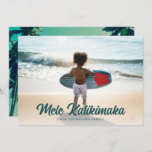 Cartes Pour Fêtes Annuelles Mele Kalikimaka Palm Trees de style moderne Retour (Devant / Derrière)