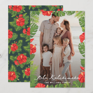 Cartes Pour Fêtes Annuelles Mele Kalikimaka Photo florale tropicale Noël