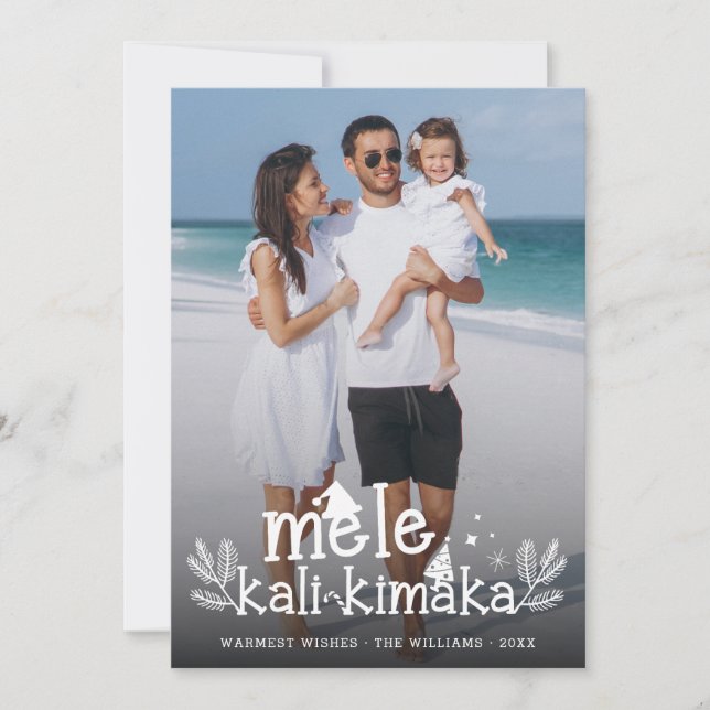 Cartes Pour Fêtes Annuelles Mele Kalikimaka Photo moderne Hawaii Holiday Card (Devant)