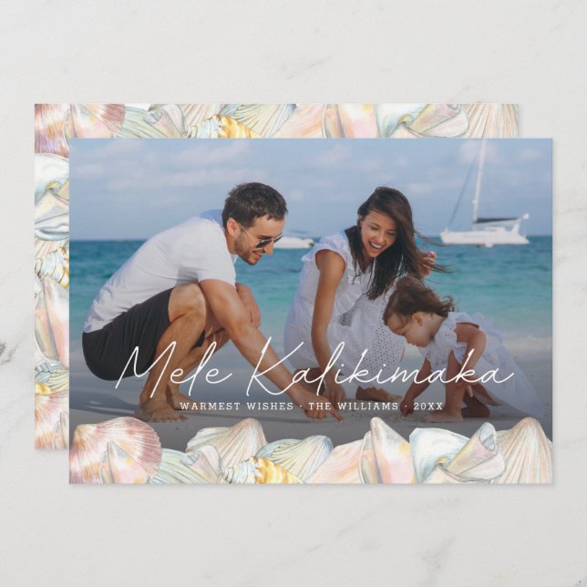 Cartes Pour Fêtes Annuelles Mele Kalikimaka Photo moderne Hawaiian  (Devant / Derrière)