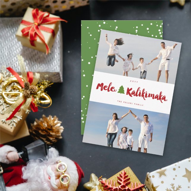Cartes Pour Fêtes Annuelles Mele Kalikimaka Pinceau 2 Photo Collage Noël (Créateur téléchargé)