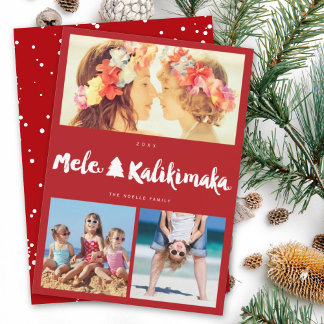 Cartes Pour Fêtes Annuelles Mele Kalikimaka Pinceau 3 Photo Collage Noël