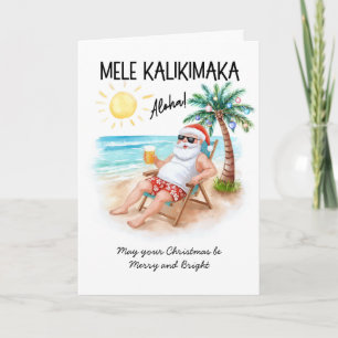 Cartes Pour Fêtes Annuelles Mele Kalikimaka Plage Tropicale Santa Noël