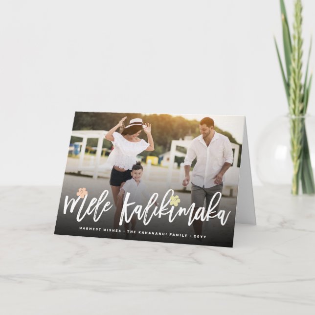 Cartes Pour Fêtes Annuelles Mele Kalikimaka Script photo de Noël (Devant)
