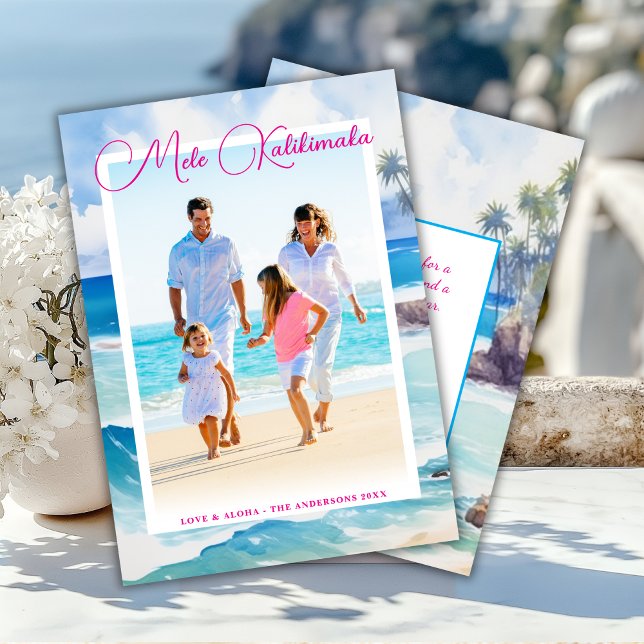 Cartes Pour Fêtes Annuelles Mele Kalikimaka Tropical Christmas Photo (Créateur téléchargé)