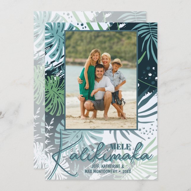 Cartes Pour Fêtes Annuelles Mele Kalikimaka Tropical Photo (Devant / Derrière)