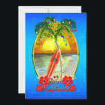 Cartes Pour Fêtes Annuelles Mele Kalikimakai Hawaiian Beach Noël<br><div class="desc">Mele Kalikimaka,  Hawaiian pour Joyeux Noël. Art de plage avec un palmier décoré de lumières et d'ornements de Noël et un arrière - plan tropical bleu océanique.</div>