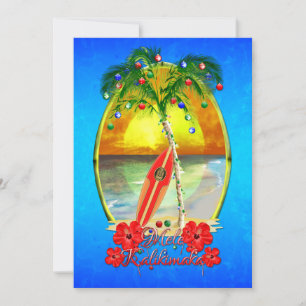 Cartes Pour Fêtes Annuelles Mele Kalikimakai Hawaiian Beach Noël