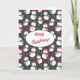 Cartes Pour Fêtes Annuelles Mellow Snowmen - cute red green Christmas snowman.