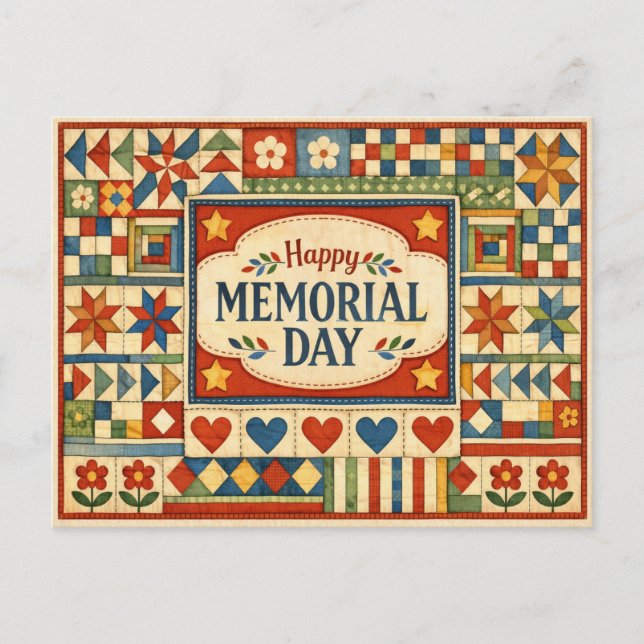 Cartes Pour Fêtes Annuelles Memorial Day Patchwork Quilt  (Devant)